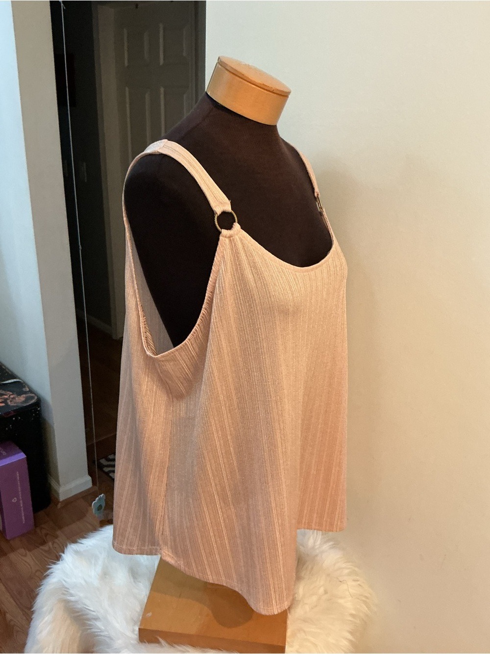 NWT Jennifer Lopez XXL Blush Pink Shimmer Ring Strap Tank Top Plus Size - Picture 11 of 11